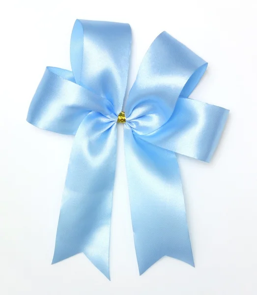 Krásná modrá mašle na bílém pozadí — Stock fotografie