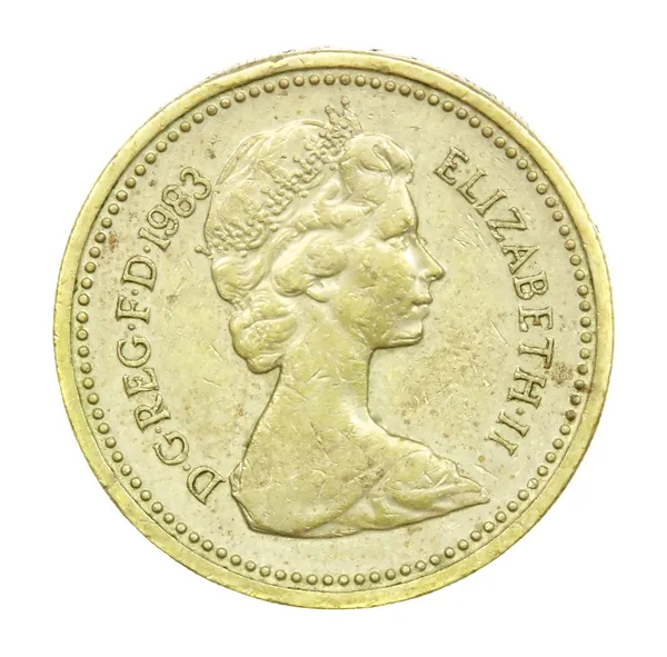 Anglické jedna Libra mince z roku 1983 — Stock fotografie