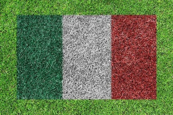 A flag of italy as painting on green grass background