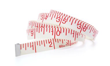 Beyaz arka plan üzerinde izole bant ölçüm rulo