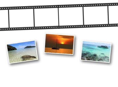 3D film şeridi ve metin yazabileceğiniz bir fotoğraf