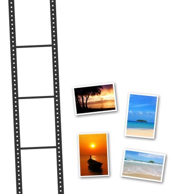 3D film şeridi ve metin yazabileceğiniz bir fotoğraf