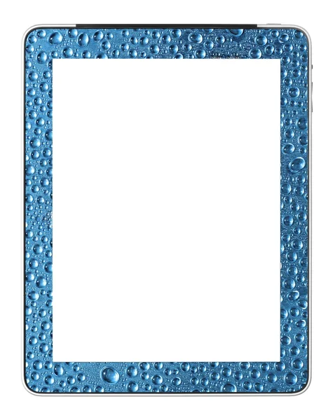 Blank PC tablet with water drops design by photographer — Stock Photo, Image