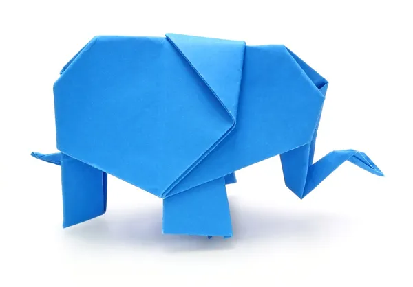 Origami blå elefant — Stockfoto