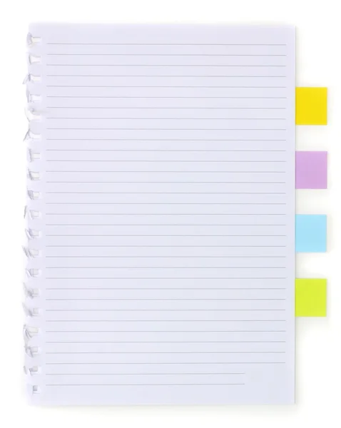 Blanco papier met kleur Opmerking tabblad — Stockfoto