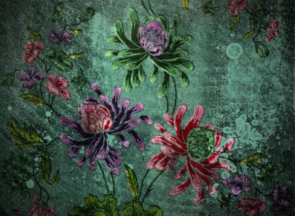 Vintage Wand mit floralem Hintergrund — Stockfoto