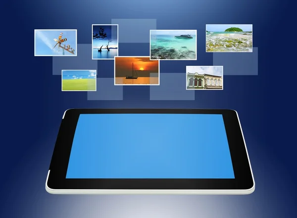 Tablet pc kavramı küresel iş — Stok fotoğraf