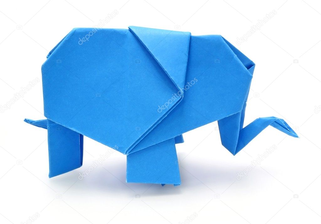 Origami blue elephant