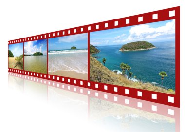 Kırmızı 3d film şeridi andaman sahne güzel resimlerle