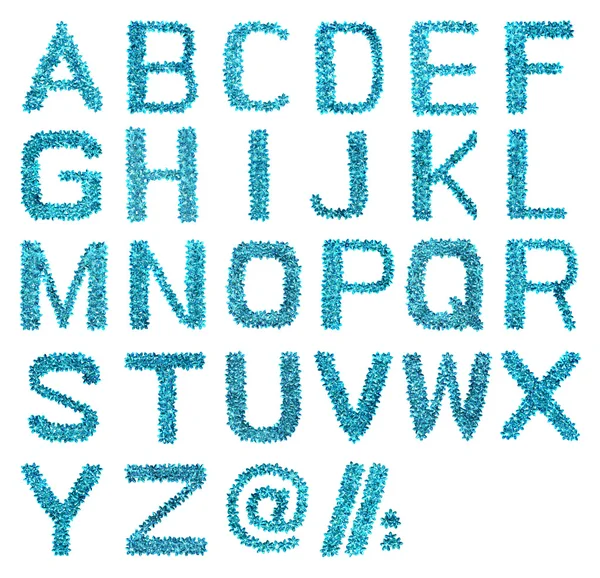 Alphabet made of blue craft sequins — Stock Photo, Image