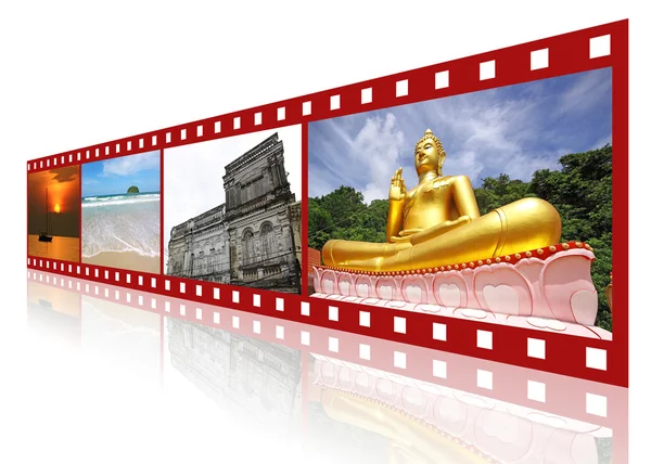 Red 3D film strip with nice pictures of Phuket Thailand, concept — Stock Photo, Image