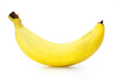 Beyaz arkaplanda izole edilmiş olgun muz