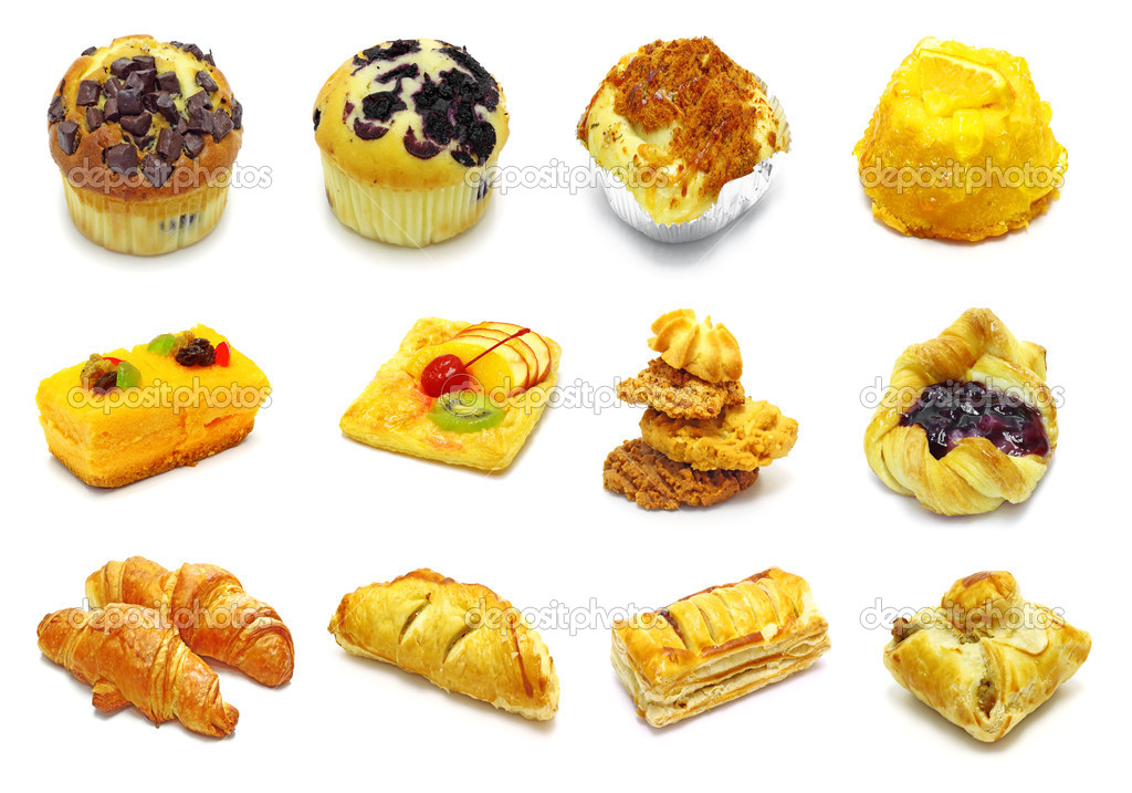 Collection of pie on white background