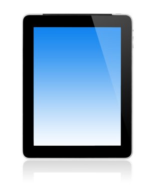 beyaz izole boş bir ekran ile dokunmatik ekran tablet bilgisayar