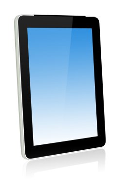 beyaz izole boş bir ekran ile dokunmatik ekran tablet bilgisayar