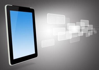 tablet bilgisayar ve sanal simgeler