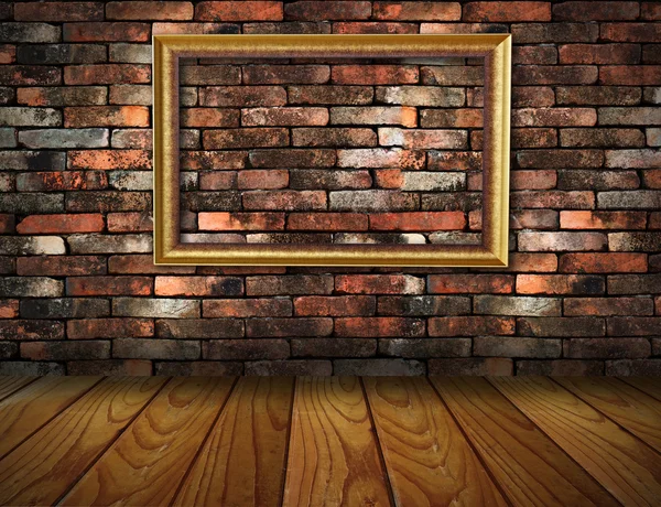 Old grunge interior frame against wall — Stock Photo, Image