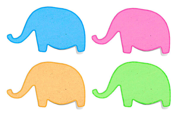 Elephant recycled paper craft stick on white background