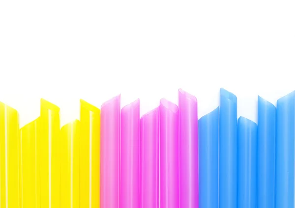 Colorful drinking straws background and copy space — Stock Photo, Image