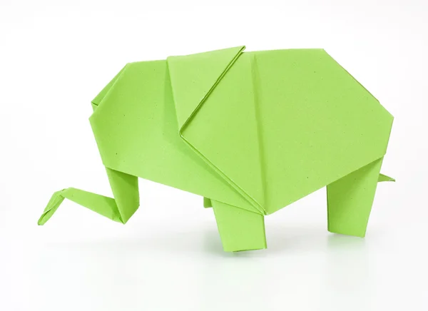 Groene origami olifant — Stockfoto