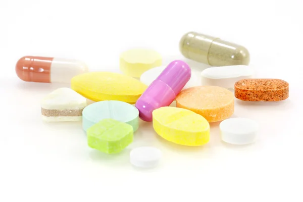 Colorful pills on white background — Stock Photo, Image