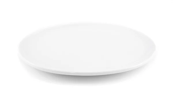 Plato blanco vacío (plato oval) sobre un fondo blanco . — Foto de Stock