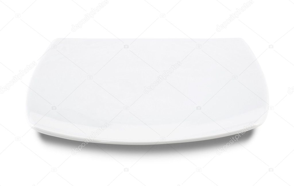 White flat plate on white background