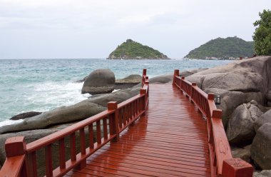 Koh tao ahşap köprü Adası'nda Güney Tayland