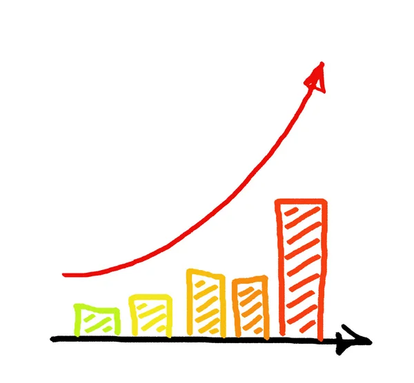 Een rode pijl zakelijke grafiek hand tekenen — Stockfoto