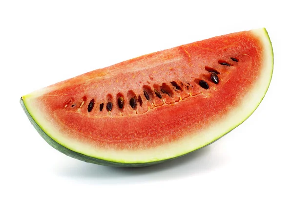 Watermeloen plak geïsoleerd op witte achtergrond — Stockfoto