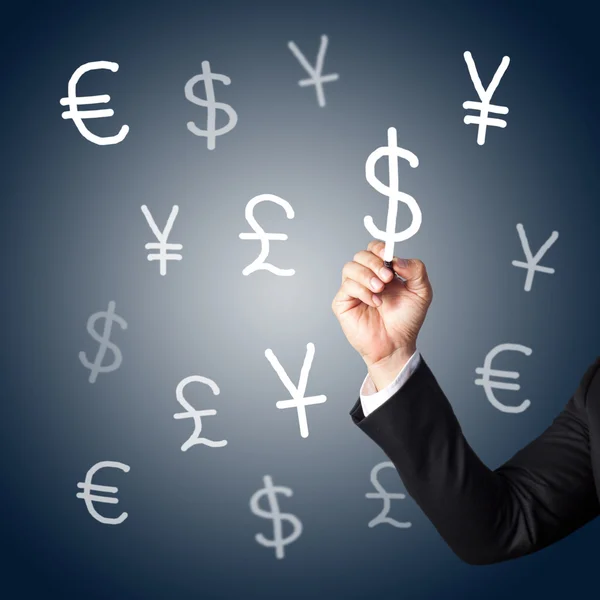 Hand drawing currency signs — Stock Photo, Image