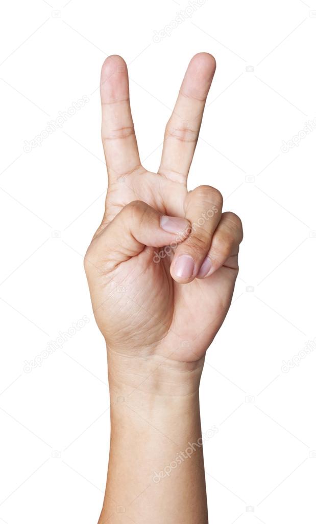Victory hand sign Stock Photo by ©bennyartist 13545371
