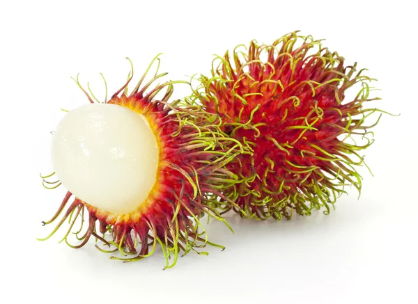 Fruta tropical, rambutão sobre fundo branco — Fotografia de Stock