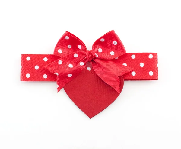 Red bow with heart shape — Stock Photo, Image