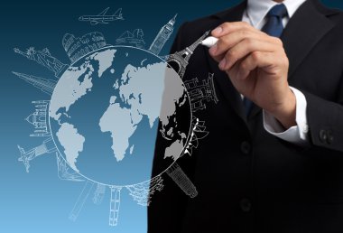 işadamı kavramı çizim dünya çapında seyahat