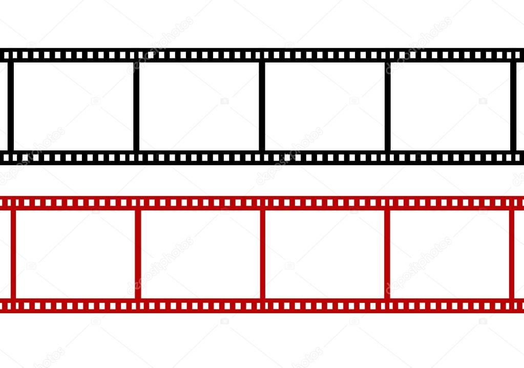 Two blank red film strip