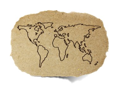 geri dönüşüm kağıt üzerine çizim Dünya Haritası