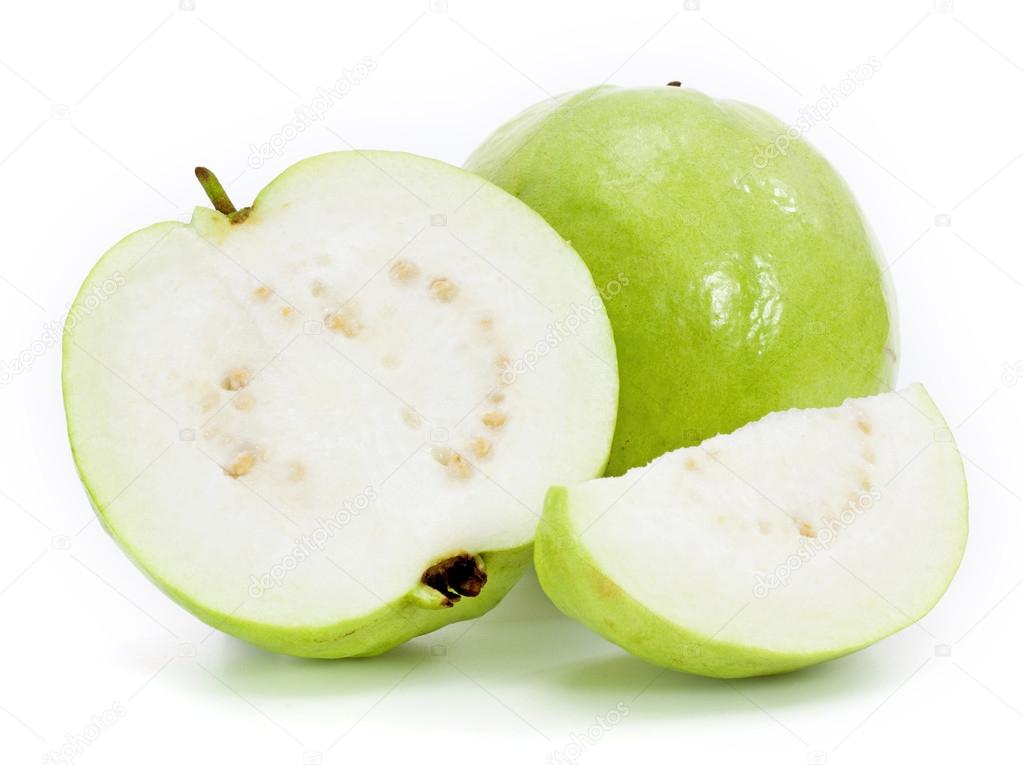 Guavas on white background