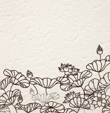 dut kağıt üzerine çizilmiş nilüferler el