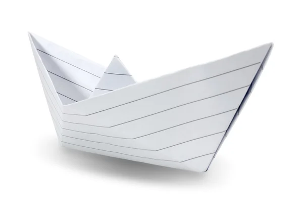 Origami navio de papel isolado no fundo branco . — Fotografia de Stock