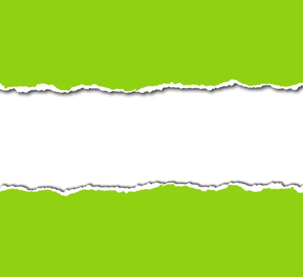 Papel rasgado verde com copyspace branco — Fotografia de Stock
