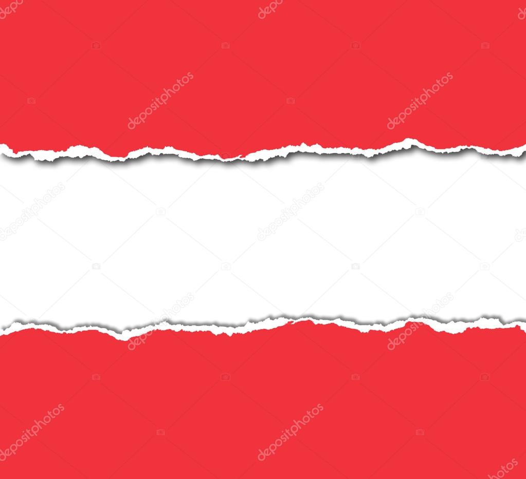 Red torn paper with white copyspace