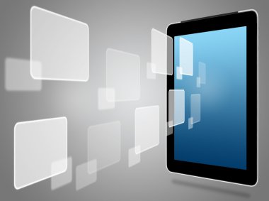tablet bilgisayar ve sanal simgeler
