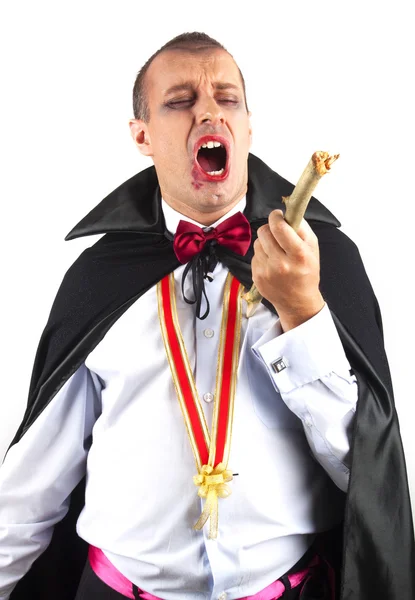 Ritratto di un bel giovanotto in abito del conte Dracula — Foto Stock