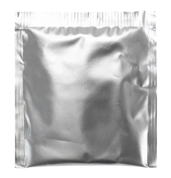 Aluminum foil package isolates on white background. — Stock Photo, Image