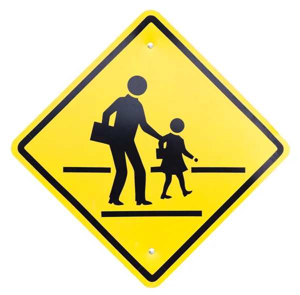 Verkehrszeichen Warnschild - Schulweg — Stockfoto