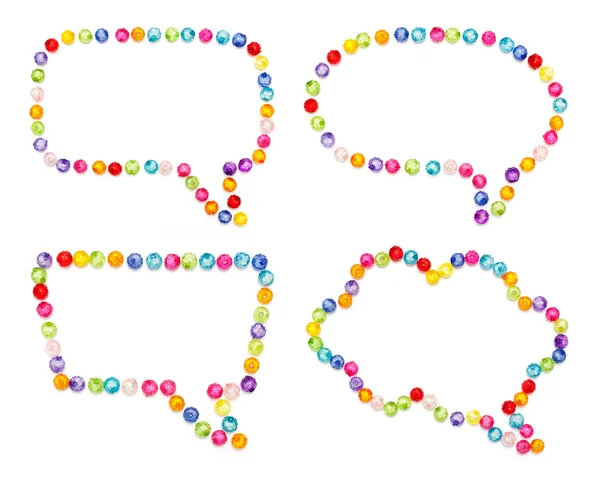 Speech bubble decorate by colorful beads on white background — Stock Photo, Image