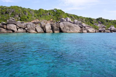 Deniz ve kayalık sahil similan Adası Tayland at