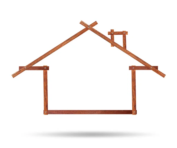 Haus-Ikone aus Holz auf weißem Hintergrund — Stockfoto