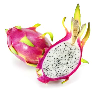 beyaz zemin üzerinde pitaya ya da dragon meyve